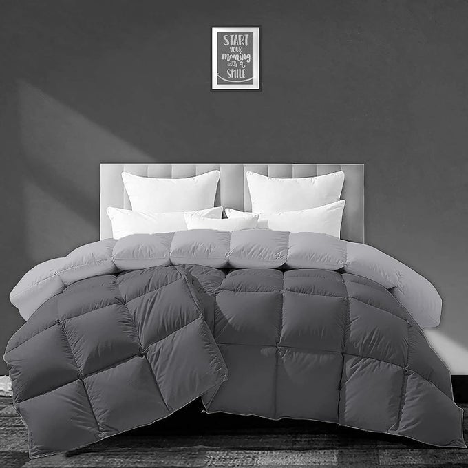 ALL SEASON 250 GSM COMFORTER SUPER SOFT FLUFFY REVESIBLE COMFORTER 92 X 106 INCHES233CM X 269CM KING SIZE COMFORTERSILVERDARK GREY