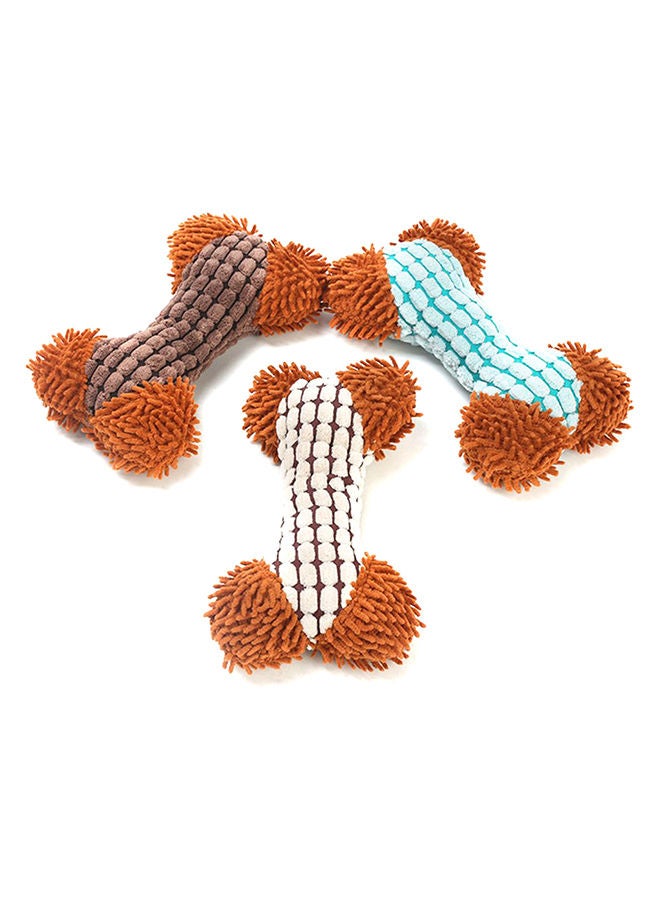 NIBEMINENT Lovely Cute Bone Shape Pet Plush Toy Blue/Brown 20x11x11cm - Image 1