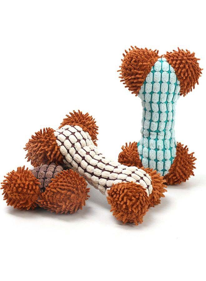 NIBEMINENT Lovely Cute Bone Shape Pet Plush Toy Blue/Brown 20x11x11cm - Image 2