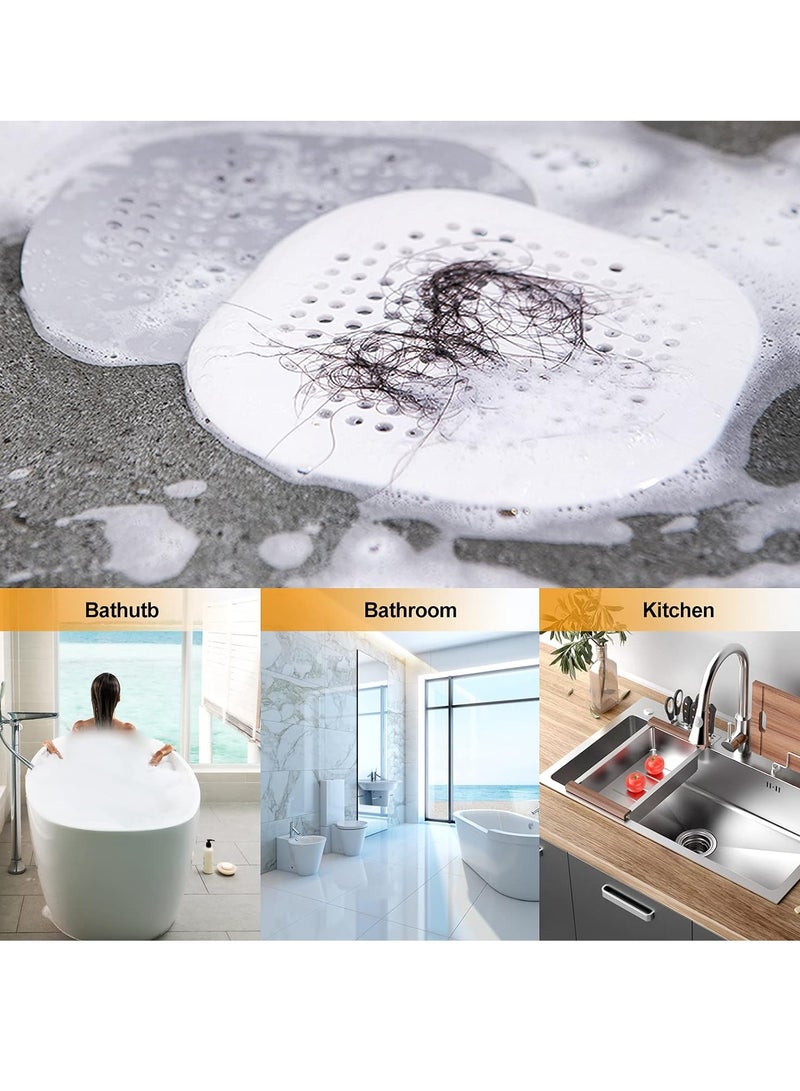 Hair Drain Catcher, Square Shower Drain Cover, Silicone Hair Stopper with Suction Cup, Easy to Install for Bathroom, Bathtub, Kitchen 2 Pack (White) - Image 4