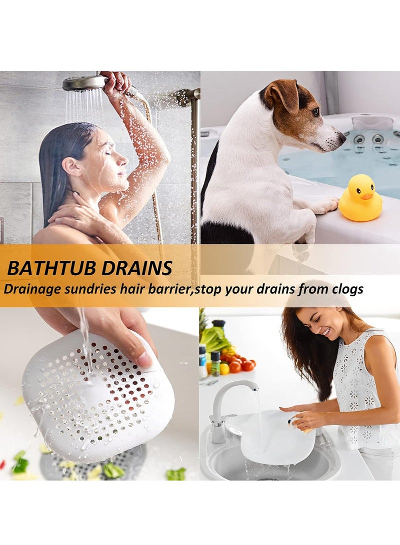Hair Drain Catcher, Square Shower Drain Cover, Silicone Hair Stopper with Suction Cup, Easy to Install for Bathroom, Bathtub, Kitchen 2 Pack (White) - Image 3