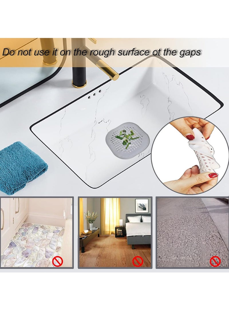 Hair Drain Catcher, Square Shower Drain Cover, Silicone Hair Stopper with Suction Cup, Easy to Install for Bathroom, Bathtub, Kitchen 2 Pack (White) - Image 5