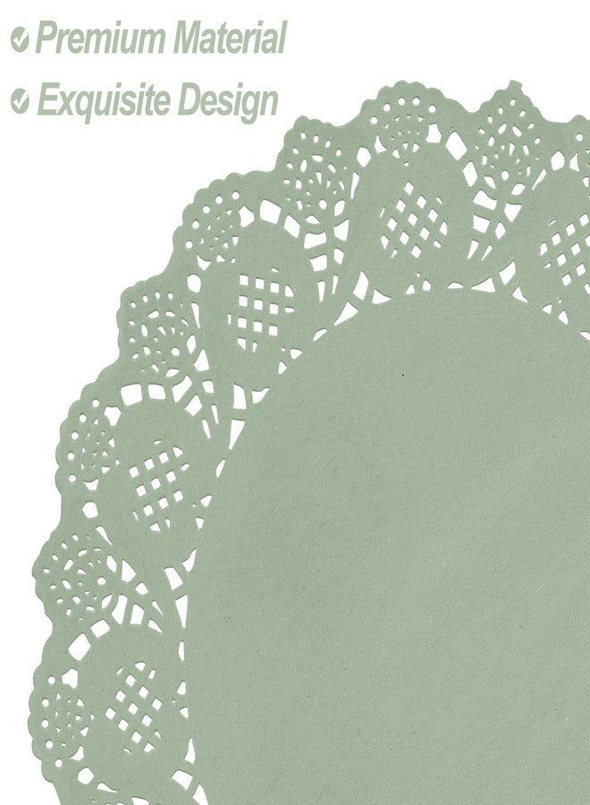MCEAST 100 Pack Round Sage Green Paper Doilies 13.5 Inches Lace Paper Place Mats Rustic Scallop Doily Disposable Table Pads for Food Cakes Crafts Party Weddings Tableware Decor - Image 3