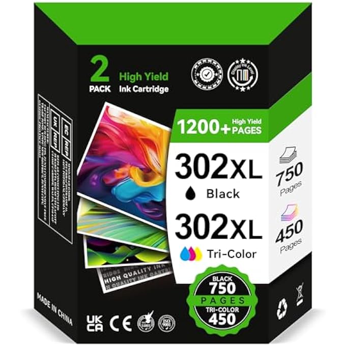 302 INK CARTRIDGES BLACK AND COLOUR, INK 302 XL REPLACEMENT FOR HP 302 INK CARTRIDGES COMBO PACK, PRINTER INK 302 FOR OFFICEJET 3831 5232 4650 4658 5230 DESKJET 3630 3636 3639 ENVY 4524 4527 - Image 2