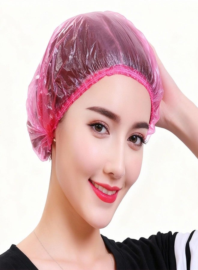 MISSJOJIAY 200 قطعة من أغطية الاستحمام البلاستيكية المرنة السميكة المقاومة للماء للاستخدام مرة واحدة، مناسبة للنساء والرجال والفتيات، مثالية للسفر والمنتجعات الصحية والفنادق والاستخدام المنزلي والصالونات - أغطية استحمام بلاستيكية مرنة متعددة الأغراض، ملحقات أساسية 18.1 بوصة (وردي) - Image 1