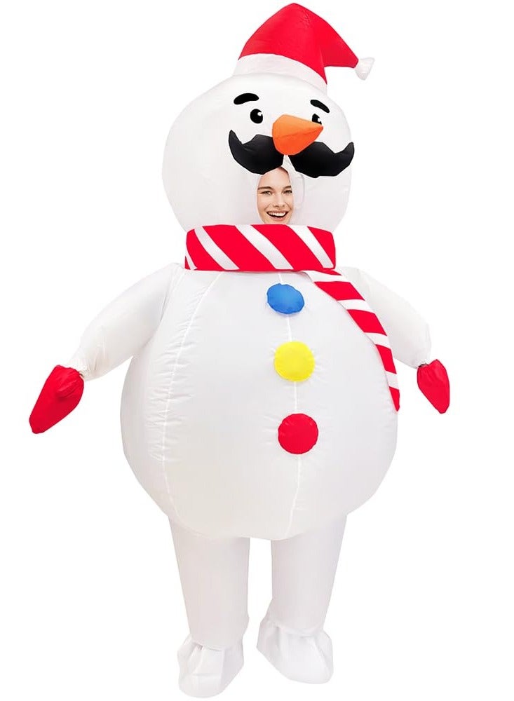 VUCATIN Santa Claus Inflatable Costume Xmas Santa Blow Up Suit Santa Christmas Costume Jumpsuit for FestivalParty Suitable for Height 59-74" (Snowman-B)  - Image 4