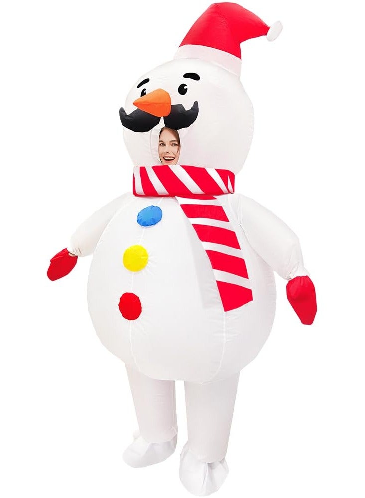 VUCATIN Santa Claus Inflatable Costume Xmas Santa Blow Up Suit Santa Christmas Costume Jumpsuit for FestivalParty Suitable for Height 59-74" (Snowman-B)  - Image 1