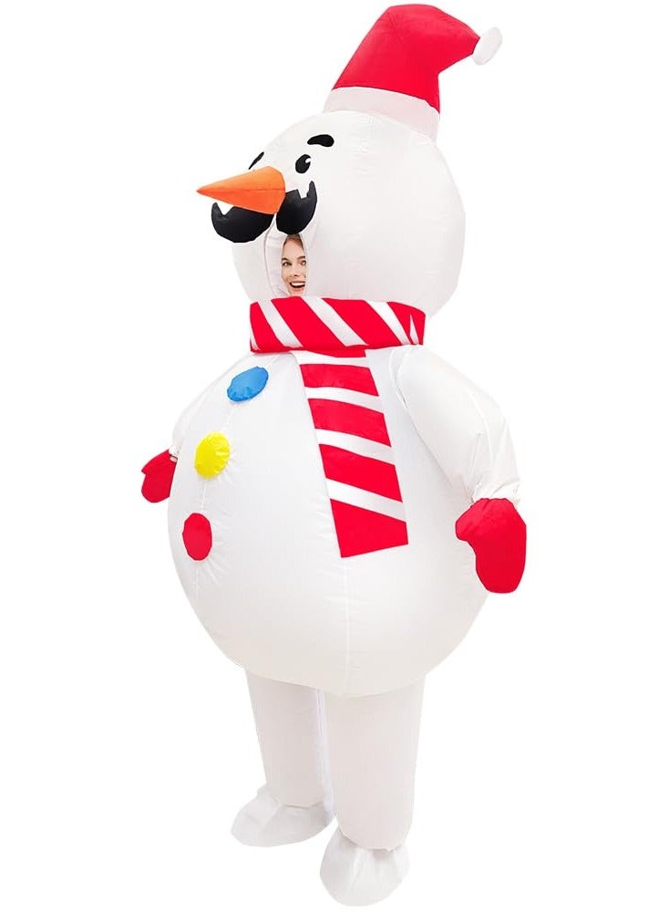 VUCATIN Santa Claus Inflatable Costume Xmas Santa Blow Up Suit Santa Christmas Costume Jumpsuit for FestivalParty Suitable for Height 59-74" (Snowman-B)  - Image 3