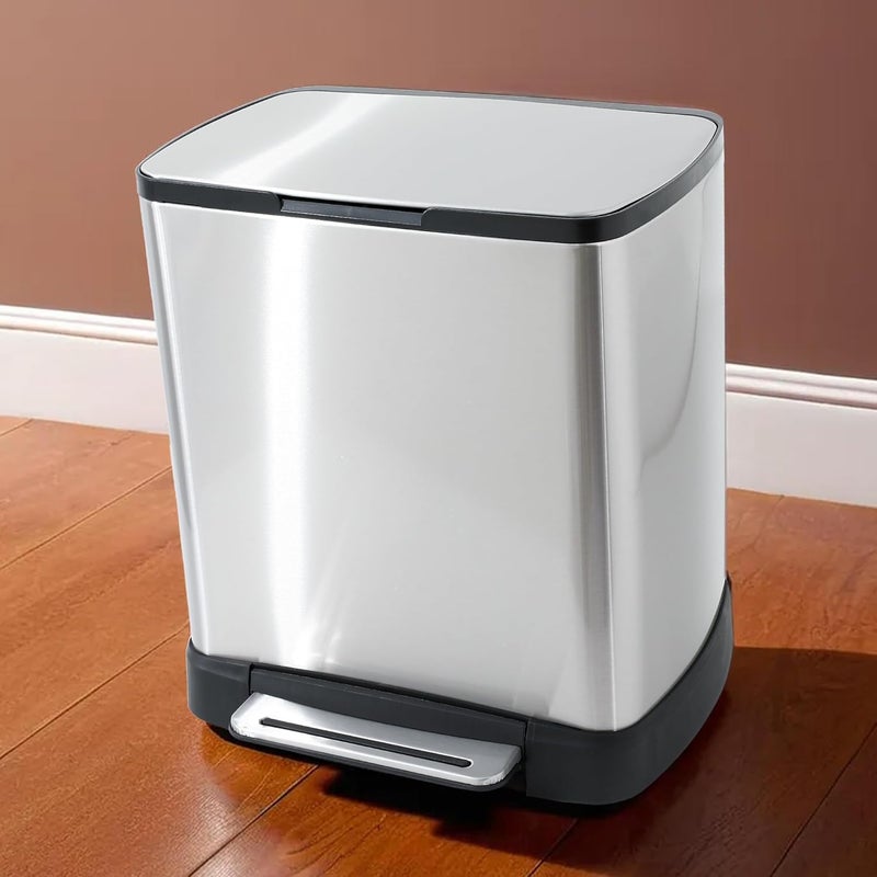Kuber Industries Kuber Industries 20L Stainless Steel StepOn Pedal Dustbin with Inner Bucket Soft Close Trash Can Garbage Waste Bin with Lid for Home Kitchen Office Bathroom Washroom  - Image 1