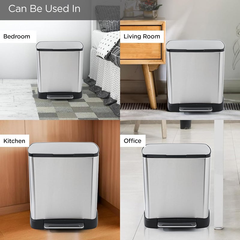 Kuber Industries Kuber Industries 20L Stainless Steel StepOn Pedal Dustbin with Inner Bucket Soft Close Trash Can Garbage Waste Bin with Lid for Home Kitchen Office Bathroom Washroom  - Image 5