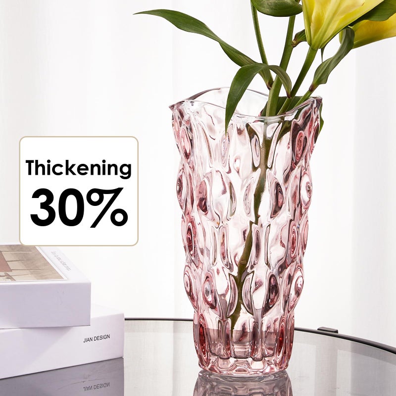 CEMABT Glass Vases for Flowers, Unbreakable 3.4 lb Morden Vases for Tables Centerpieces, Vintage and Clear Rose Large Vases Christmas Thanksgiving Gifts, Pink - Image 4