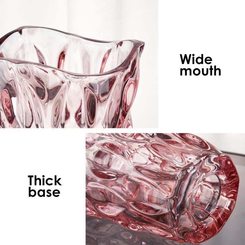 CEMABT Glass Vases for Flowers, Unbreakable 3.4 lb Morden Vases for Tables Centerpieces, Vintage and Clear Rose Large Vases Christmas Thanksgiving Gifts, Pink - Image 2