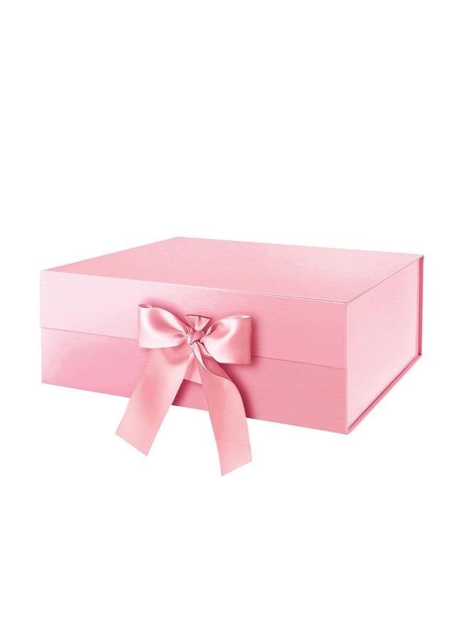 HAPPY POTATO Large Gift Box with Lid 13.5x9x4.1 Inches, Pink Gift Boxes with Ribbon, Bridesmaid Proposal, Magnetic Gift Box for presents (Glossy Pink) - Image 1