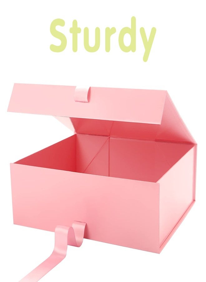 HAPPY POTATO Large Gift Box with Lid 13.5x9x4.1 Inches, Pink Gift Boxes with Ribbon, Bridesmaid Proposal, Magnetic Gift Box for presents (Glossy Pink) - Image 5