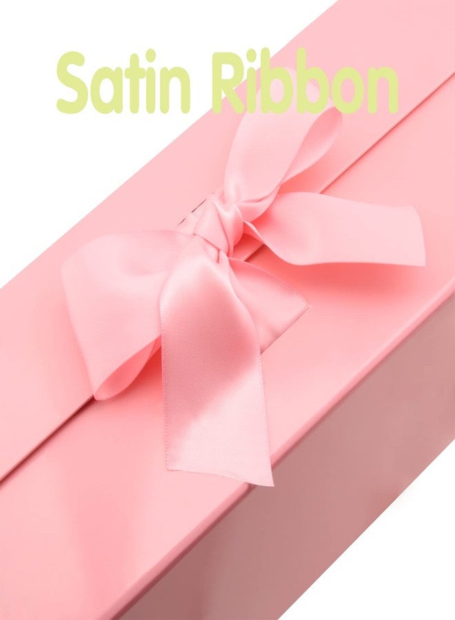 HAPPY POTATO Large Gift Box with Lid 13.5x9x4.1 Inches, Pink Gift Boxes with Ribbon, Bridesmaid Proposal, Magnetic Gift Box for presents (Glossy Pink) - Image 4