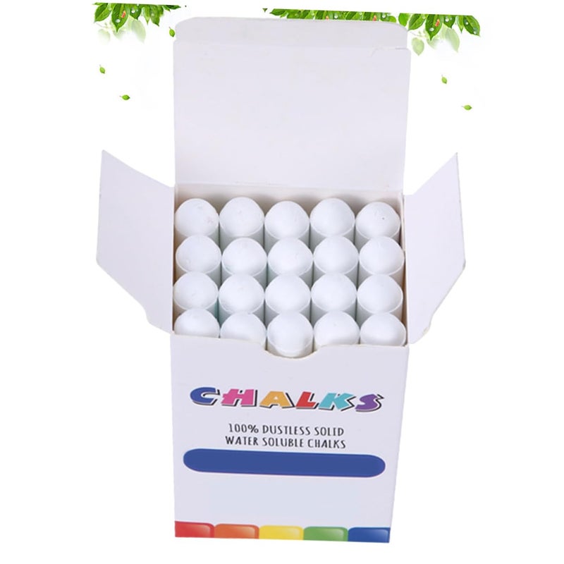 White Dustless Chalk 20 Pack Washable Eco Friendly Water Soluble for Blackboard Sidewalk - Image 2