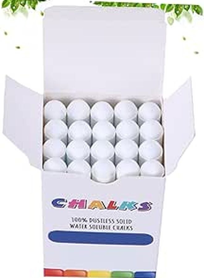 White Dustless Chalk 20 Pack Washable Eco Friendly Water Soluble for Blackboard Sidewalk - Image 1