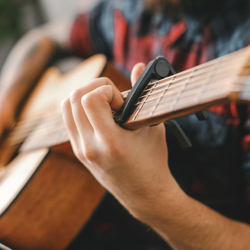 TechBlaze Guitar Capo with 5 Picks, Quick Change Trigger Capo for 6-String Metal Alloy Guitar Capo, For Acoustic Guitar, Classical Guitars Electric and Ukulele - Image 4