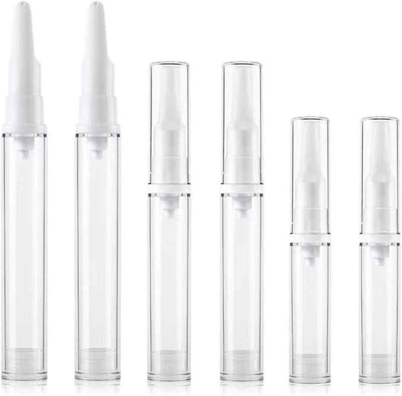 Qeuly 6 Pack Airless Pump Jars Travel Foundation Container, Travel Size Eye Cream Dispenser Empty Refillable Cosmetic Pump Bottles for Lotion Skincare Serum (5ml+10ml+15ml) (SN-15105)