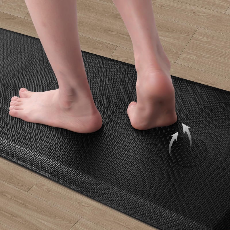 Mattitude Kitchen Mat Cushioned Anti-Fatigue Floor Mat Water Resistant Non-Slip Mats and Rugs Standing and Comfort Desk Mats for House Sink Office Laundry (Black, 17.3"x39") - Image 3