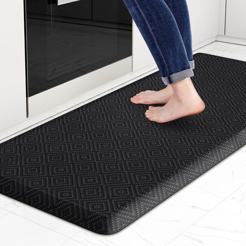 Mattitude Kitchen Mat Cushioned Anti-Fatigue Floor Mat Water Resistant Non-Slip Mats and Rugs Standing and Comfort Desk Mats for House Sink Office Laundry (Black, 17.3"x39") - Image 1