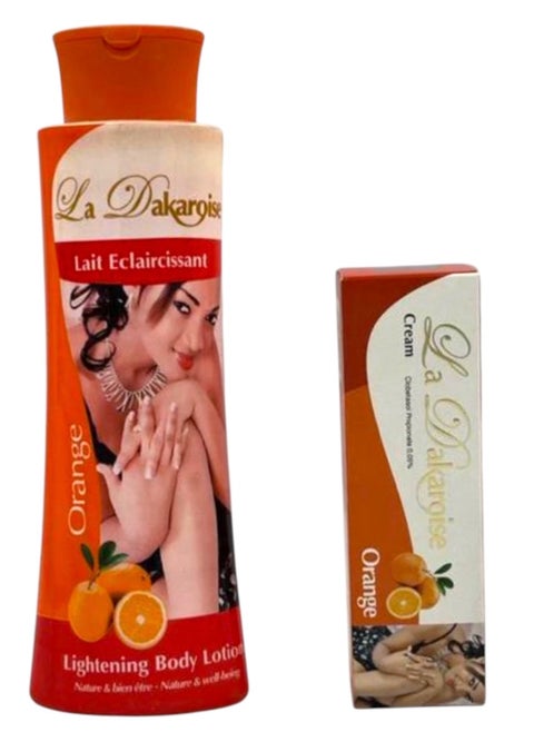 A set of two cream pieces with lotion from La dakaroise