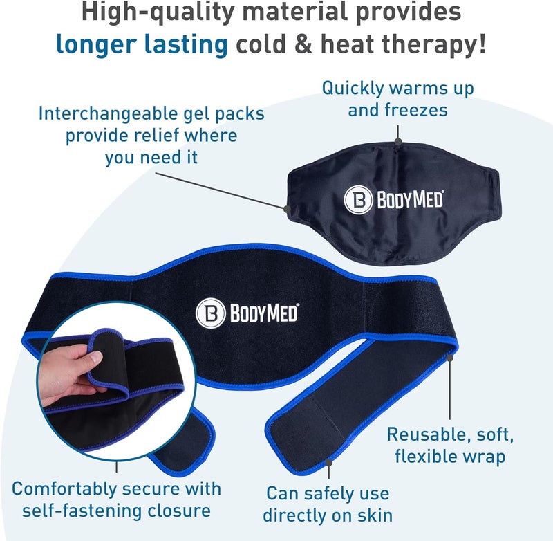 BodyMed حزمة جل حراري وبارد متعددة الاستخدامات من BodyMed 2Pack حزمة ثلج/حرارة قابلة لإعادة الاستخدام لتخفيف الألم قابلة للتعديل مصنوعة من النيوبرين القابل للتنفس آمنة للاستخدام في الميكروويف والفريزر مثالية للظهر السفلي والعمود الفقري والعصب الوركي - Image 5