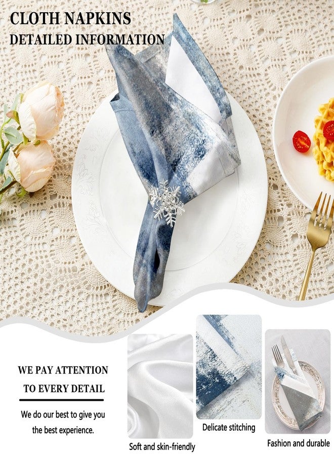 MCALK 4 Each Blue Placemats and Cloth Napkins Set of 8, Modern Abstract Art Painted Placemat for Home Kitchen Decor (Placemats 18 "x12 Cloth Napkins 18 "x18) - Image 3