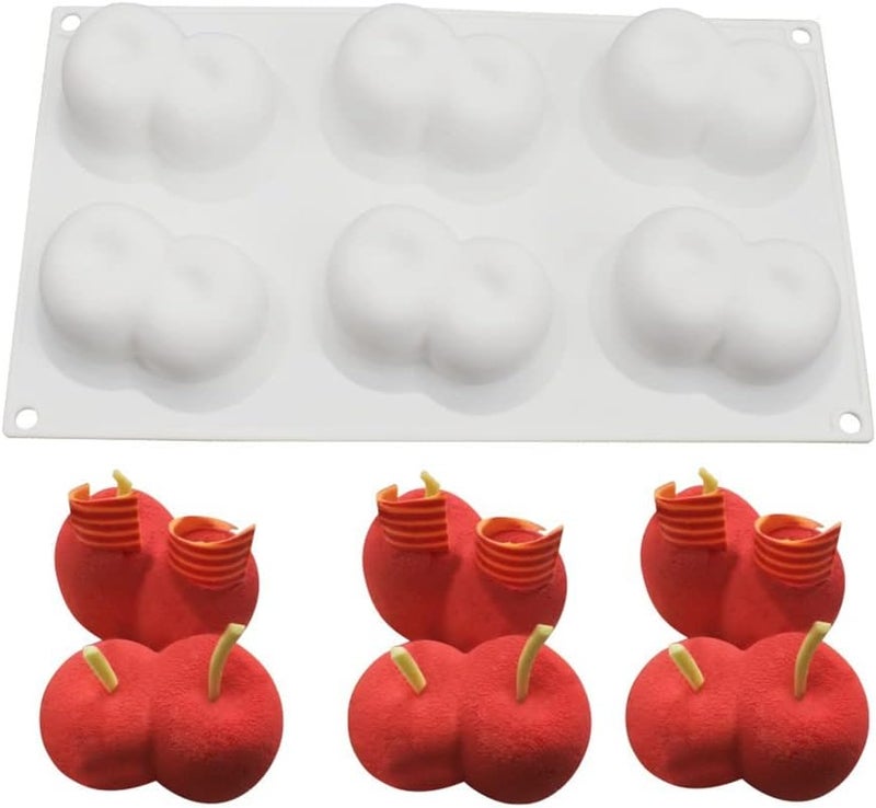 mostsom Silicone Mold Dessert Silicone Cake Mold For Baking Fondant Mould Fruit Shape Sugar Candy Jelly Bakeware Chocolates Mould (Double Cherry F_11.68x6.84x1.72 inch) - Image 2