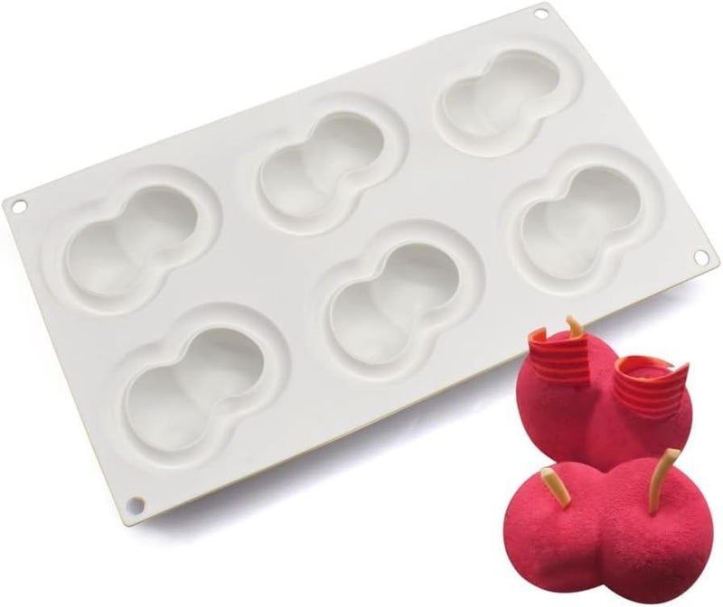 mostsom Silicone Mold Dessert Silicone Cake Mold For Baking Fondant Mould Fruit Shape Sugar Candy Jelly Bakeware Chocolates Mould (Double Cherry F_11.68x6.84x1.72 inch) - Image 1