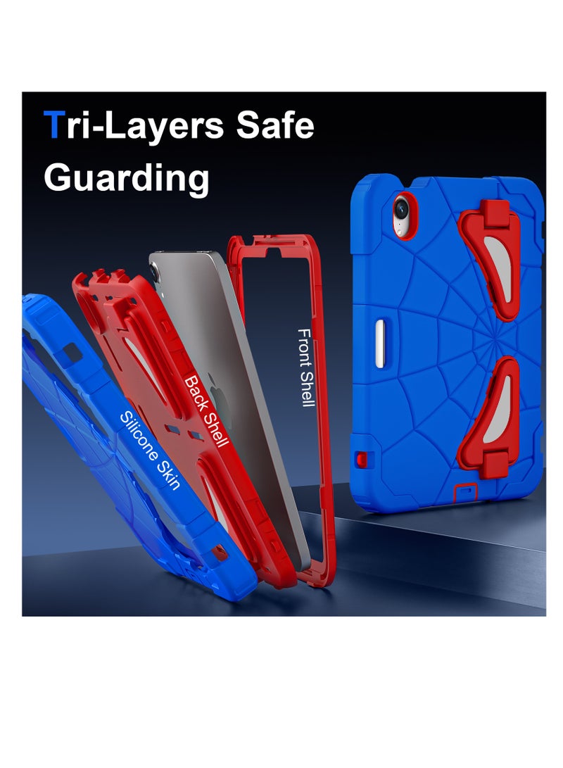 Ipad mini 6/mini 7 Case for Kids Shockproof Protective Cover with Pencil Holder Shoulder Strap Kickstand for Kids Children  - Image 2