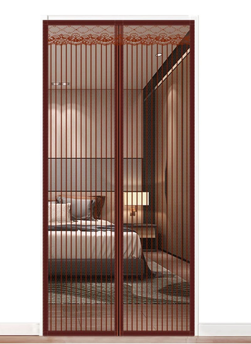 KASTWAVE Magnetic Fly Screen Door Retractable Mesh with Magnet Sliding Hands Free Net, Pet & Kid Friendly 100x210cm Brown  - Image 1