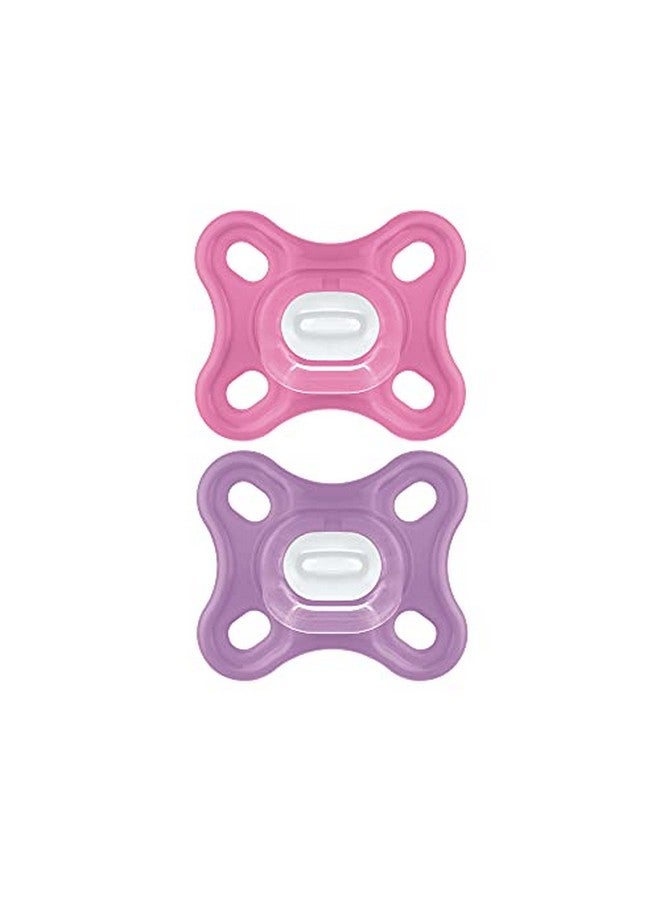 MAM حلمة أطفال مريحة 100% سيليكون خفيف الوزن علبة تعقيم للبنات 03 أشهر (عبوة من 2) - Image 1