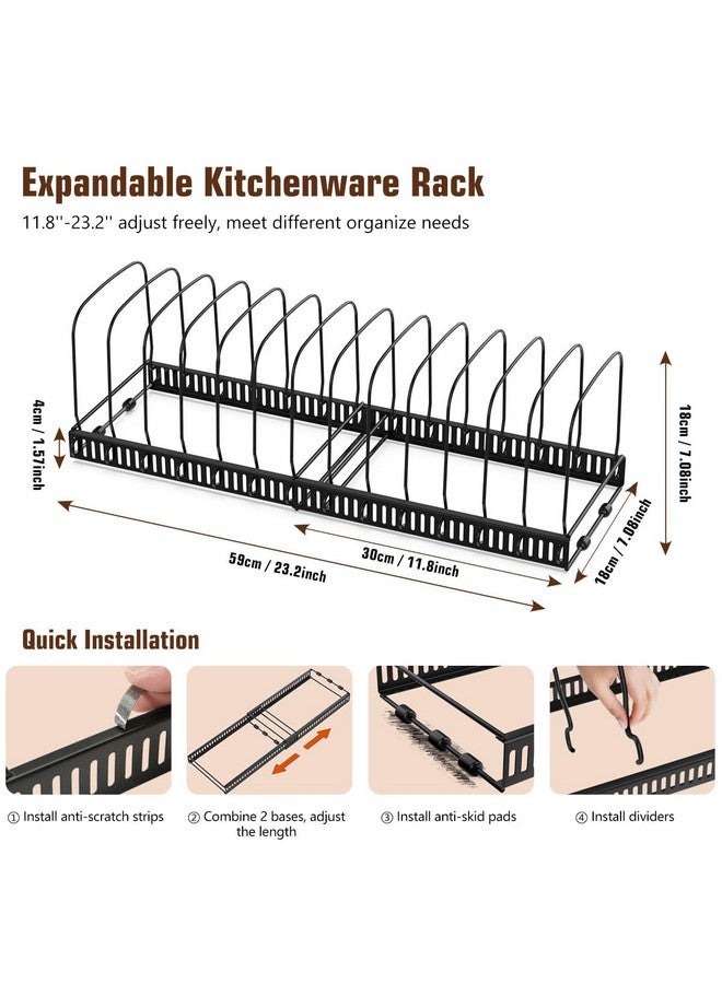 Housolution Cutting Board Organizer Rack, Expandable Baking Tray and Cookie Sheet Organizer with 14 Adjustable Dividers, Bakeware Muffin Tin Cupcake Pan Storage Organizer for Cabinet, Black - Image 4