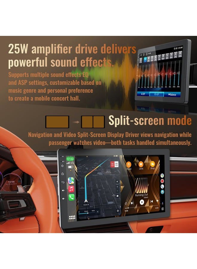 Haudio 10.1 Inch Android 13 Car Stereo with Rotatable Touch Screen, Wireless CarPlay & Android Auto, 2G+32G, Single Din, for Ford F150, Chevy Silverado, Toyota Tacoma, Bluetooth, GPS, Backup Camera - Image 4