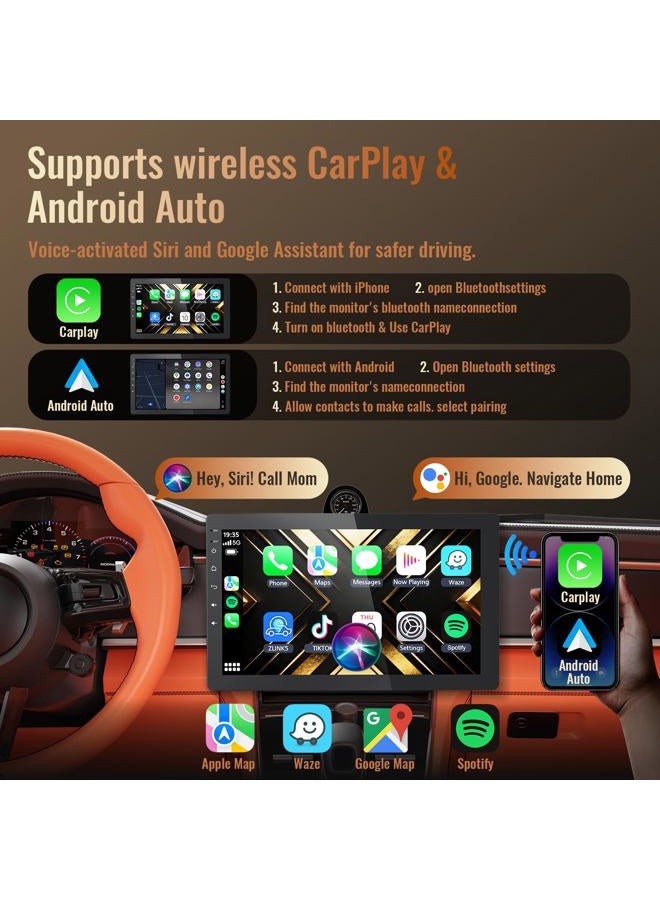 Haudio 10.1 Inch Android 13 Car Stereo with Rotatable Touch Screen, Wireless CarPlay & Android Auto, 2G+32G, Single Din, for Ford F150, Chevy Silverado, Toyota Tacoma, Bluetooth, GPS, Backup Camera - Image 3