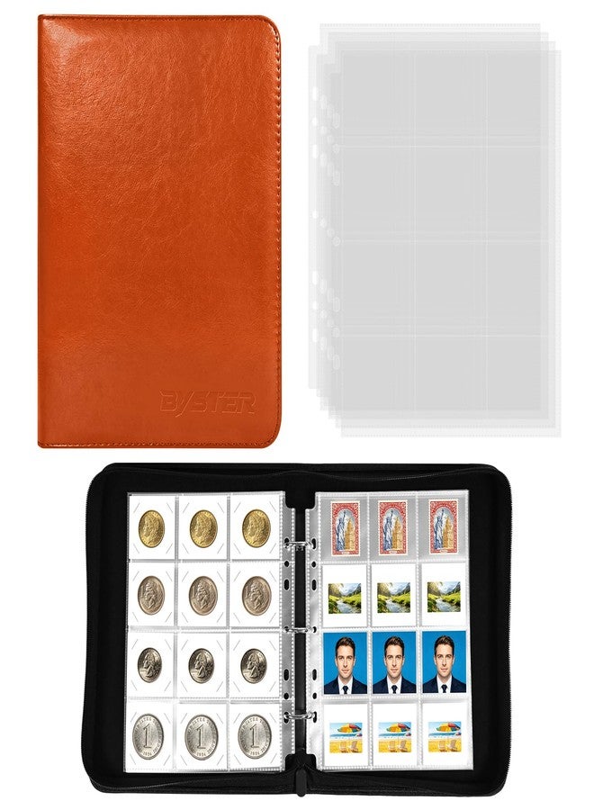 BYSTER Coin Collection Book, 20 Pack 240 Pockets Coin Sleeves, Coin Collection Holder Album, Coin Collection Organizer Storage Box Case (Coin Flips Not Included), Reddish Brown - Image 1