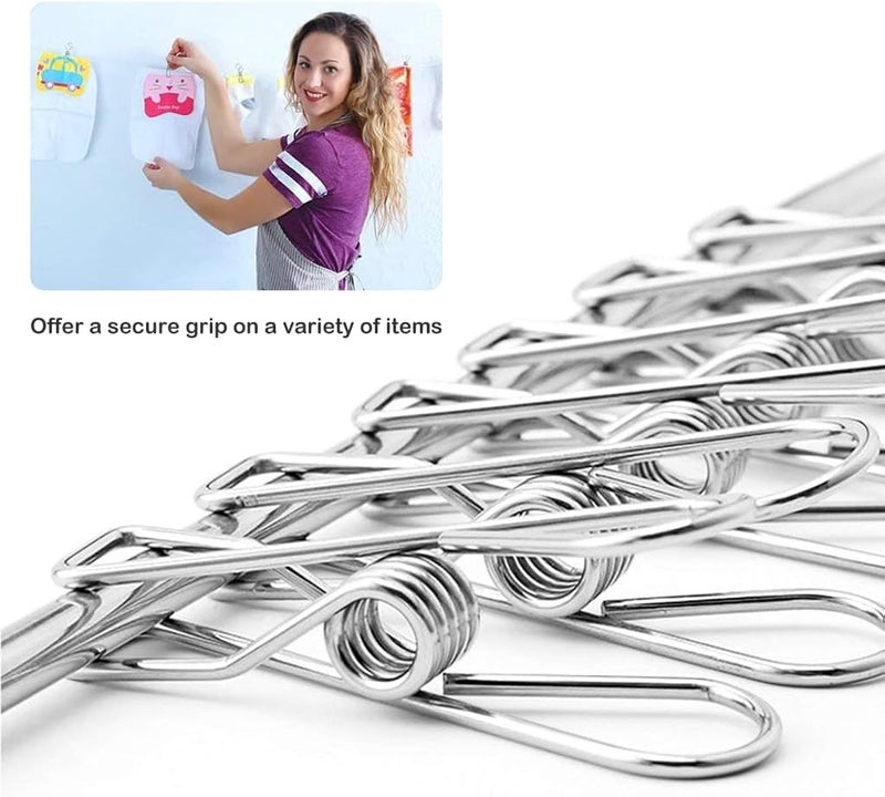 HASTHIP ® ZIBUYU 20Pcs Stainless Steel Clothes Pins,Metal Clothespins Clips for Laundry,Durable Multipurpose Clothing Clips Clothesline Pegs Towel Hanger for Home Office Snack Bag Seal 2.1 Inch - Image 4