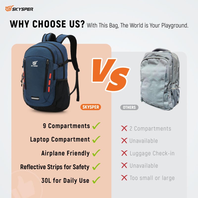 SKYSPER SKYSPER 30L Hiking Backpack Travel Men's Rucksack, Lightweight Day Pack for Travel Walking Women  - Image 2
