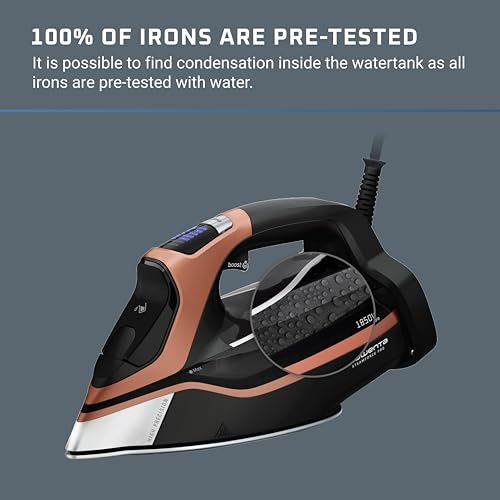 Rowenta Iron Steam Force Pro Steam Iron for Clothes, 1850 Watts, 5 Presets Smart Screen, Stainless Steel Soleplate, High-Efficiency Handheld Ironing, Black Copper, DW9580 - Image 4