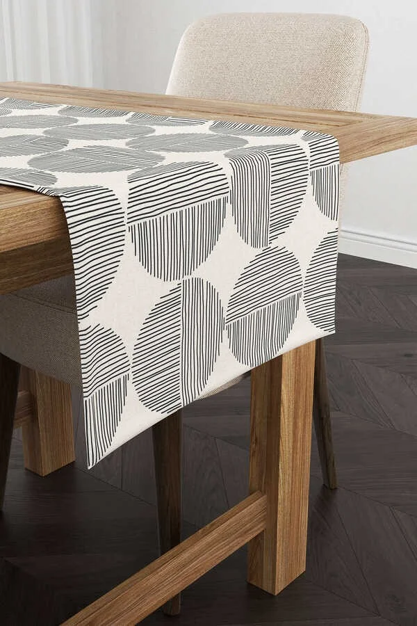 Cango Home Cream Black Bohemian Scandinavian Patterned Digital Printed Runner CGH1220-RN
