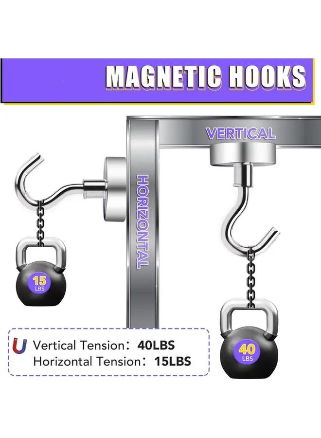 6 Pcs Argent Magnetic Hooks Heavy Duty 40 Lbs Ceiling Mounted Utility Metal Magnet - Image 3