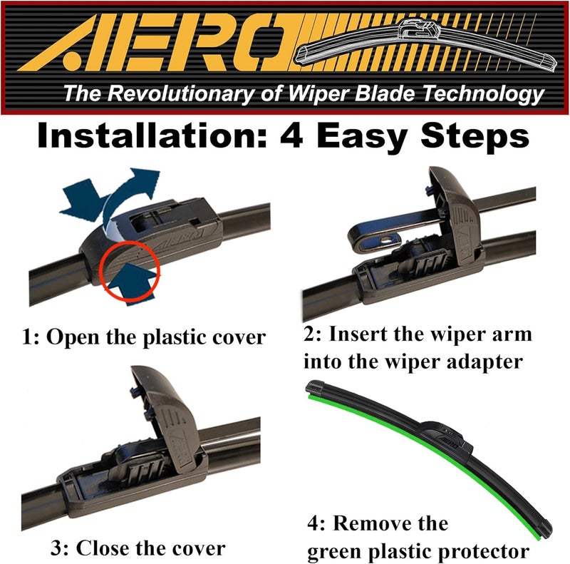 Aero Voyager 28" + 16" Windshield Wipers, Replacement for Nissan Altima 2018-2015 & Maxima 2023-2015, Premium All-Season Wiper Blades with Extra Rubber Refills + 1-Year Warranty (Pack of 2) - Image 5