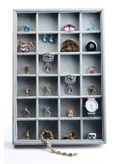 Generic 24-Grid Jewelry Organizer Tray with Velvet Finish for Rings, Earrings, and Accessories  - Image 1
