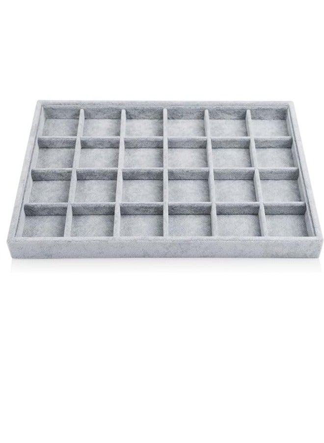 24-Grid Jewelry Organizer Tray with Velvet Finish for Rings, Earrings, and Accessories  - Image 3