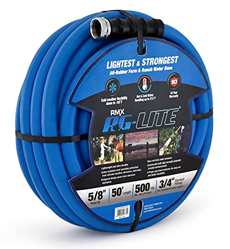 BluBird AG-LITE BSAL5850 5/8" x 50' Hot/Cold Water Rubber Garden Hose, 100% Rubber, Ultra-Light, Super Strong, 500 PSI, 50F to 190F Degrees, High Strength Polyester Braided - Image 1