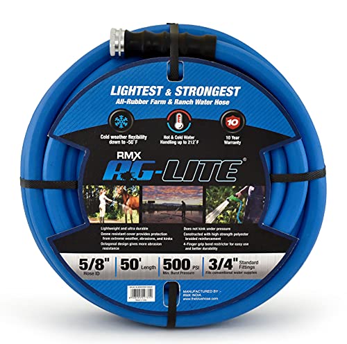 BluBird AG-LITE BSAL5850 5/8" x 50' Hot/Cold Water Rubber Garden Hose, 100% Rubber, Ultra-Light, Super Strong, 500 PSI, 50F to 190F Degrees, High Strength Polyester Braided - Image 2