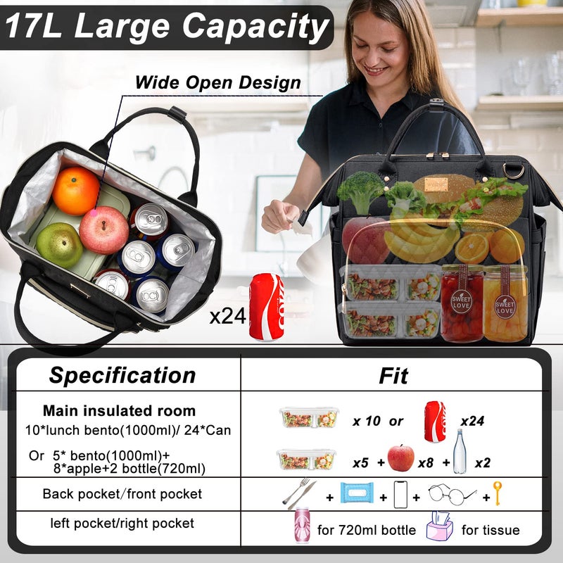 Weitars Lunch Bag for Women Cute Lunch Bag For Work,Insulated Lunch Box Cooler Bag Leakproof Wide-Open Lonchera Lunchbag Lunch Tote With Pockets And Adjustable Strap For Office Picnic Beach - Image 5
