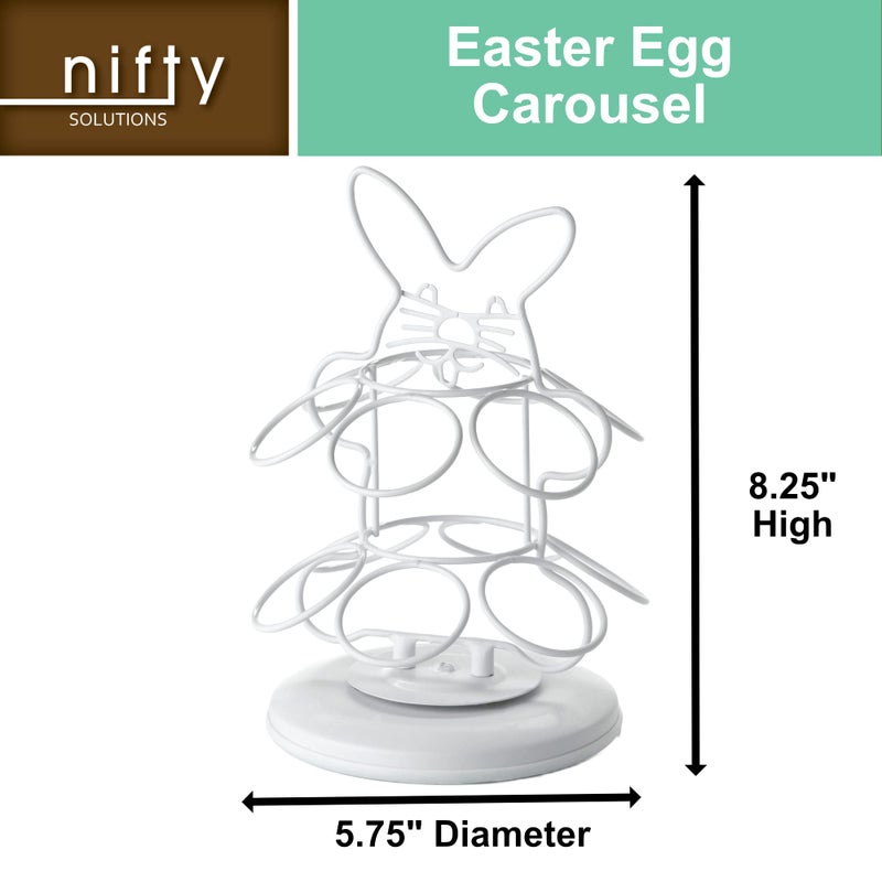 Nifty Solutions Nifty Easter Egg Carousel - White Powder Coat Finish, Spins 360-Degrees, Kitchen Centerpiece Display Stand, Decorative Egg Holder, Lazy Susan Platform - Image 4