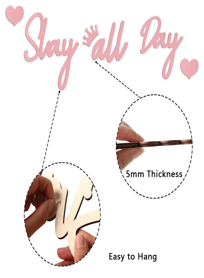 Longan Craft Slay All Day Sign for Girls Room Decor, Preppy Room Decor Aesthetic Funny Stuff for Girls Pink Wall Art Wooden Sign for Teen Girl Bedroom Dorm Home Apartment - Image 3